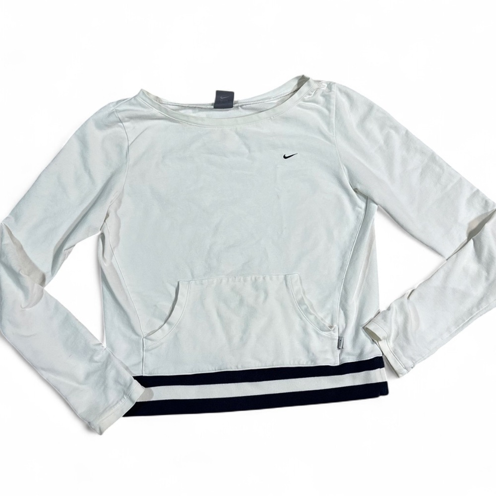 Nike white long sleeve top with black and white stripes Size L